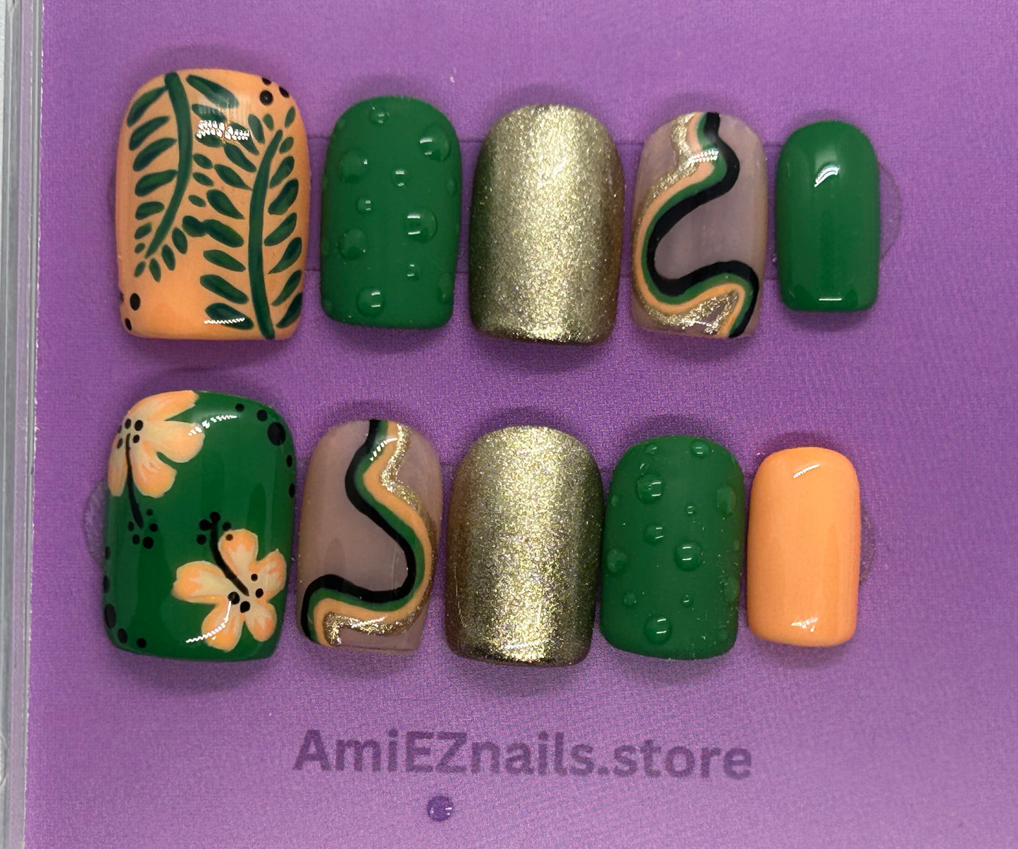 Jungle Bloom Gel Nails by AmiEZ Nails