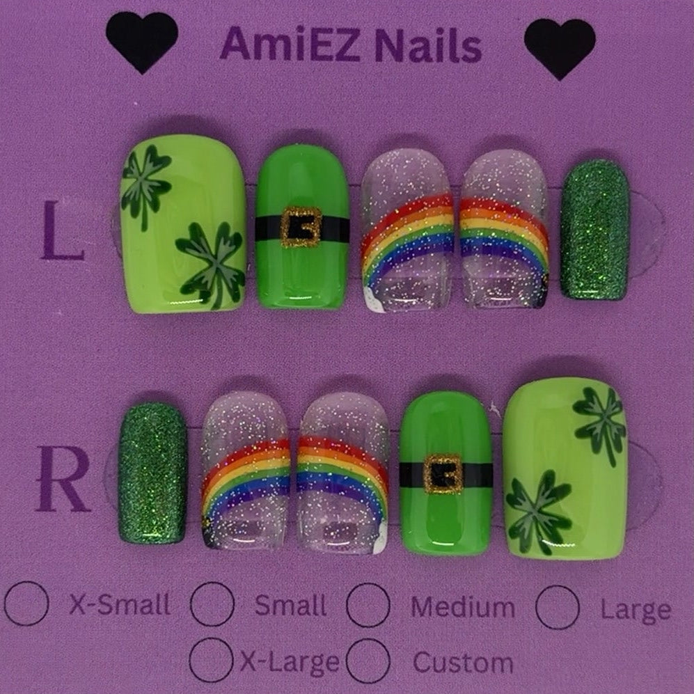 Lucky Rainbow Gel Nail Set by AmiEZ Nails