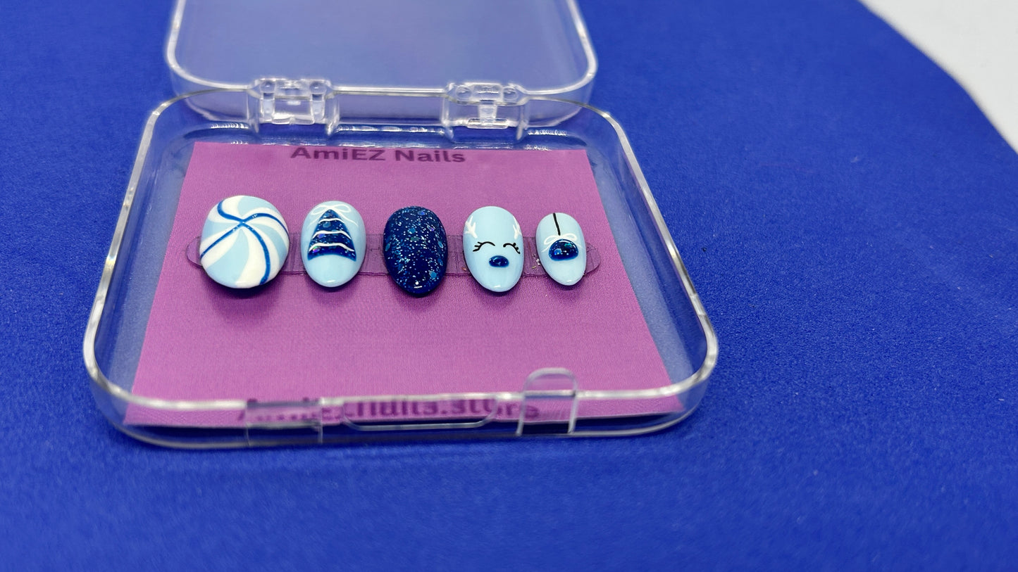Blue Christmas Nail Set