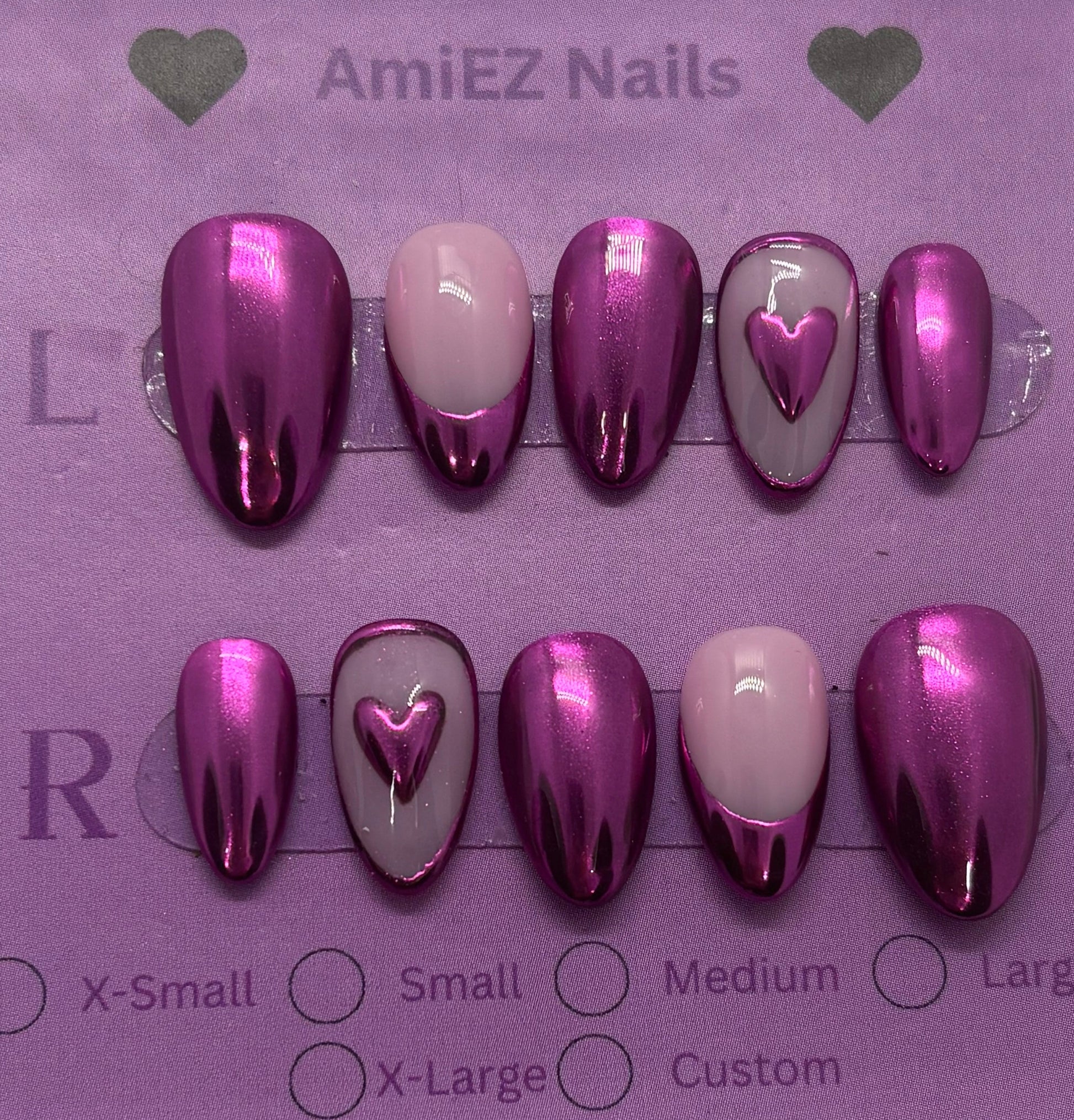 Heart in Chrome GelX Nail Set