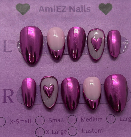 Heart in Chrome GelX Nail Set