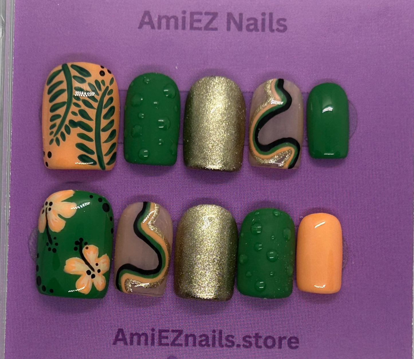 Jungle Bloom Gel Nails by AmiEZ Nails