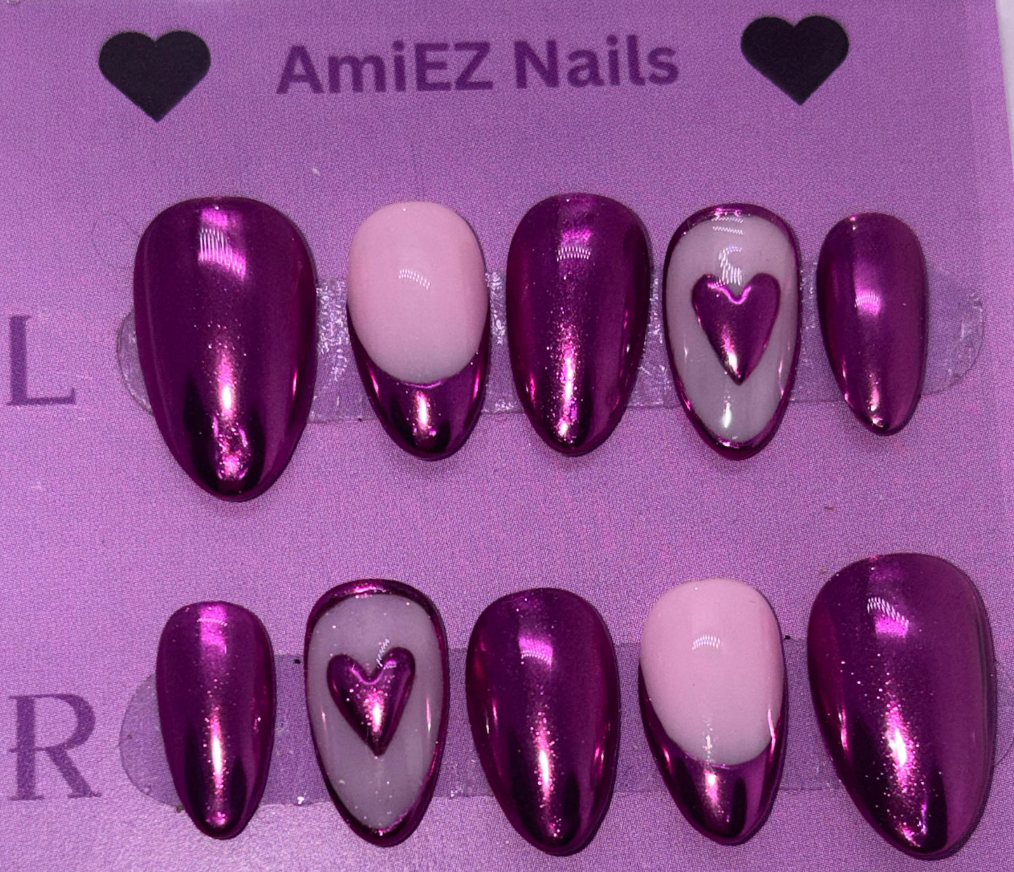 Heart in Chrome GelX Nail Set
