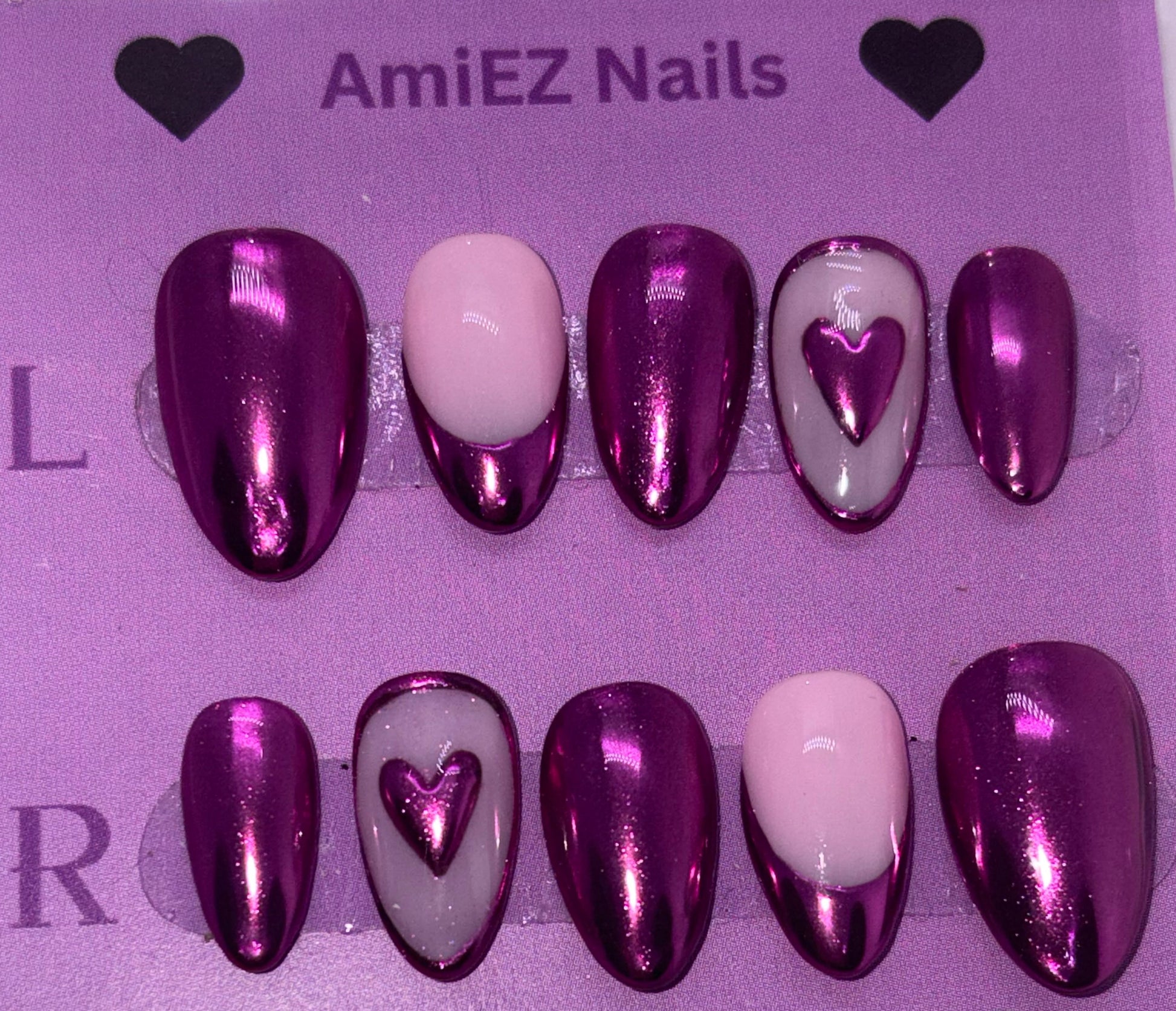 Heart in Chrome GelX Nail Set