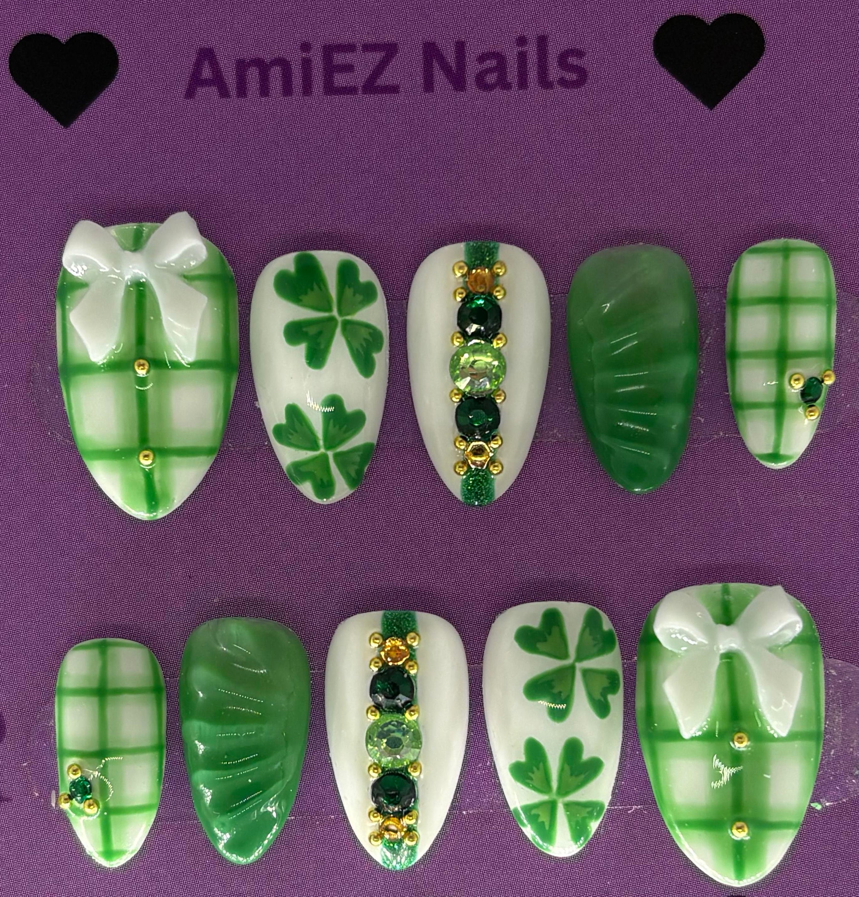 Clover Treasure Gel Nail Set by AmiEZ Nails