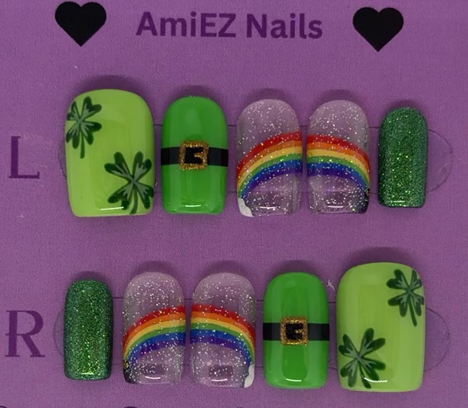 Lucky Rainbow Gel Nail Set by AmiEZ Nails