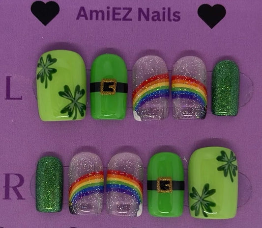 Lucky Rainbow Gel Nail Set by AmiEZ Nails