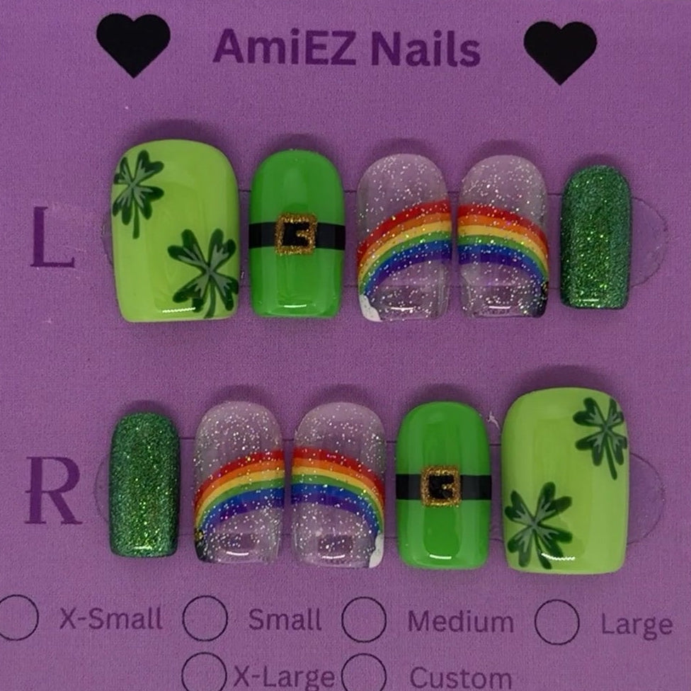 Lucky Rainbow Gel Nail Set by AmiEZ Nails