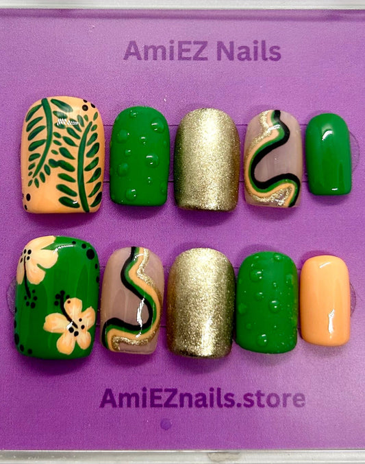 Jungle Bloom Gel Nails by AmiEZ Nails